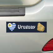 Uruguay Vlag Hart + Landkaart Bumpersticker (Op auto)