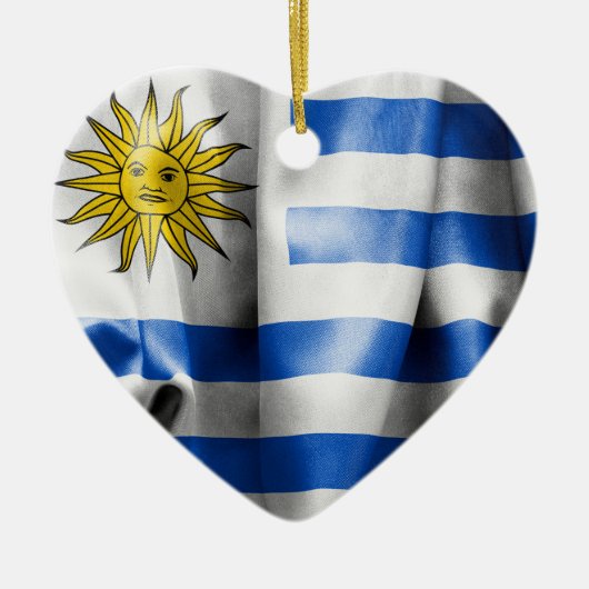 Uruguay Vlag Hartvormige Siering Keramisch Ornament (Voorkant)