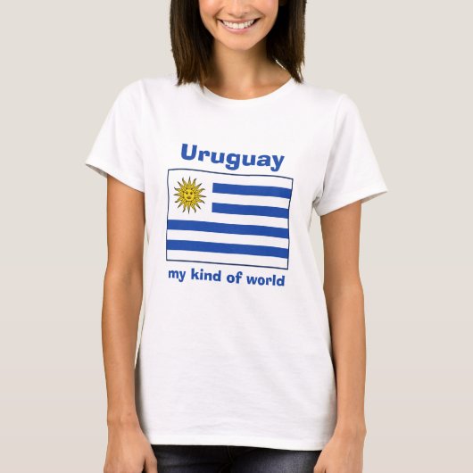 Uruguay Vlag + Kaart + Tekst T-shirt (Voorkant)