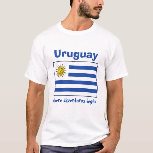 Uruguay Vlag + Kaart + Tekst T-Shirt (Voorkant)