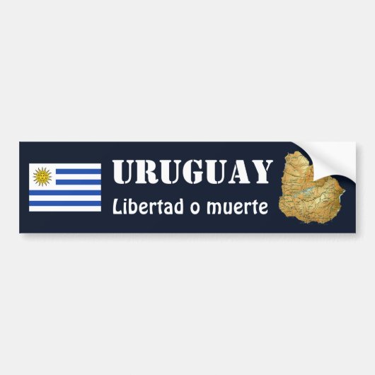 Uruguay Vlag + Landkaart Bumpersticker (Voorkant)