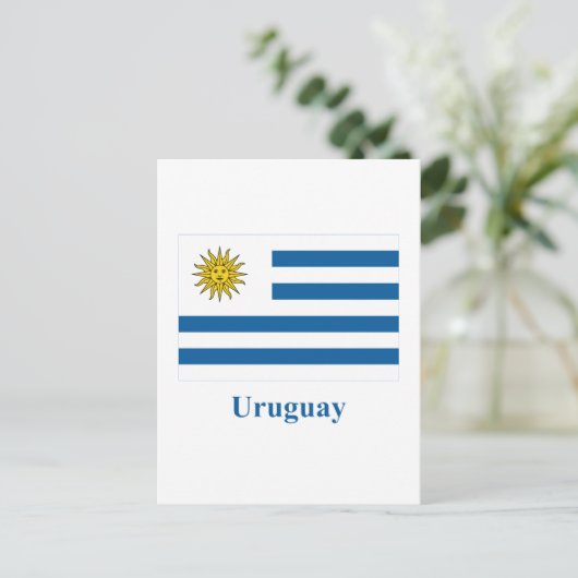 Uruguay-vlag met naam briefkaart (Staand voorkant)