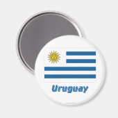 Uruguay Vlag met naam Magneet (Voorkant / Achterkant)