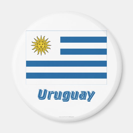 Uruguay Vlag met naam Magneet (Voorkant)