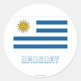 Uruguay Vlag met naam Ronde Sticker