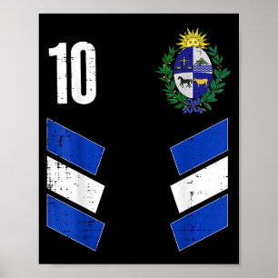 Uruguay Vlag Nummer 10 Voetbal Fan Mannen Vrouwen Poster