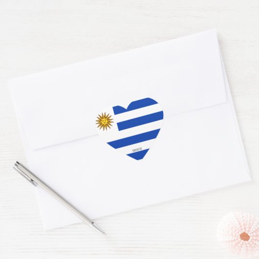 Uruguay Vlag Prachtig Patriottisch Hart Sticker (Envelop)