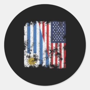 Uruguay Vlag van de Verenigde Staten - half Amerik Ronde Sticker