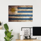 Uruguay-vlag voor oude houten korrels poster (Thuiskantoor)