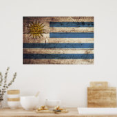 Uruguay-vlag voor oude houten korrels poster (Keuken)