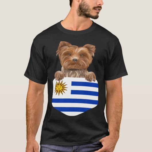 Uruguay Vlag Yorkshire Terrier Hond in zak T-shirt (Voorkant)