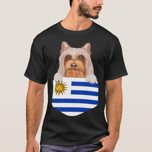 Uruguay Vlag Zijdeachtige Terriër Hond in zak T-shirt (Voorkant)