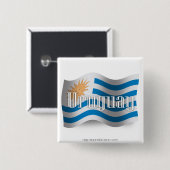 Uruguay-Waving-vlag Vierkante Button 5,1 Cm (Voorkant /achterkant)