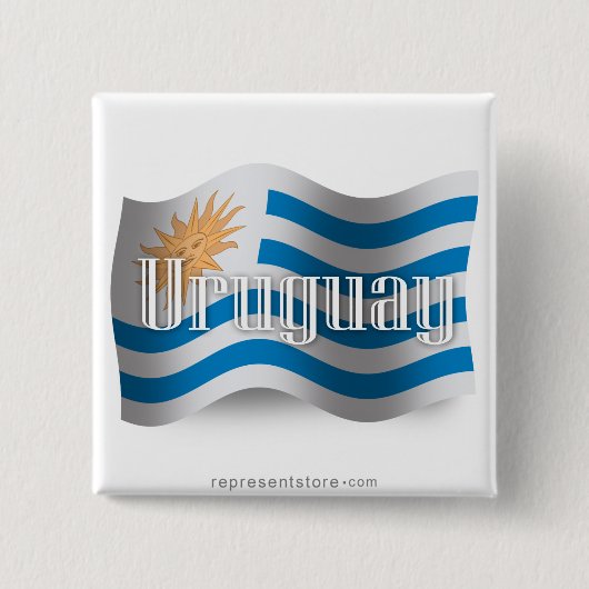 Uruguay-Waving-vlag Vierkante Button 5,1 Cm (Voorkant)