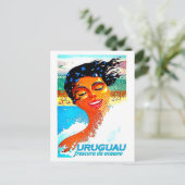 Uruguay, zwemvrouw in water, illustratie briefkaart (Staand voorkant)