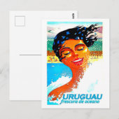 Uruguay, zwemvrouw in water, illustratie briefkaart (Voorkant / Achterkant)
