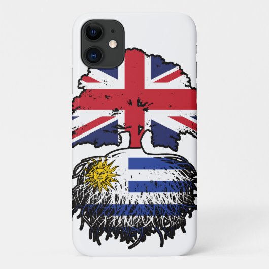 Uruguayaanse Britse vlag over boomstammen Case-Mate iPhone Case (Achterkant)