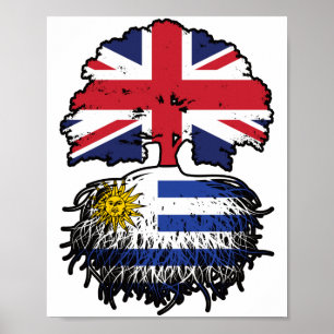 Uruguayaanse Britse vlag over boomstammen Poster