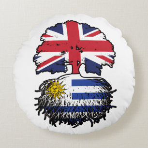 Uruguayaanse Britse vlag over boomstammen Rond Kussen