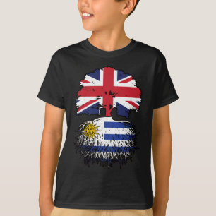 Uruguayaanse Britse vlag over boomstammen T-shirt
