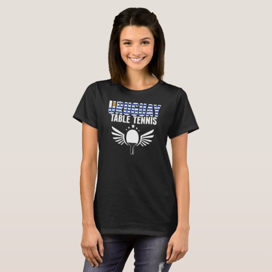 Uruguayaanse pingpong Uruguay-Tennis-ondersteuning T-shirt (Voorkant volledig)