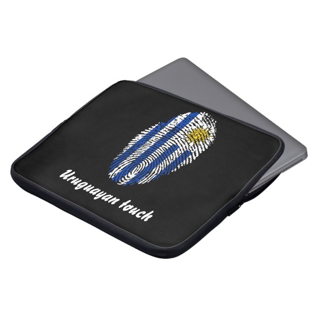 Uruguayaanse vingerafdrukvlag laptop sleeve (Voorkant top)