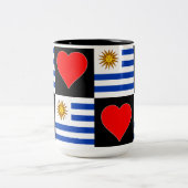 Uruguayaanse vlag: Heart Pattern Fun Patriotic Uru Tweekleurige Koffiemok (Center)