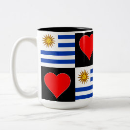 Uruguayaanse vlag: Heart Pattern Fun Patriotic Uru Tweekleurige Koffiemok