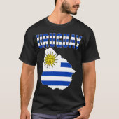 Uruguayaanse vlag op de landkaart van Uruguay T-shirt (Voorkant)