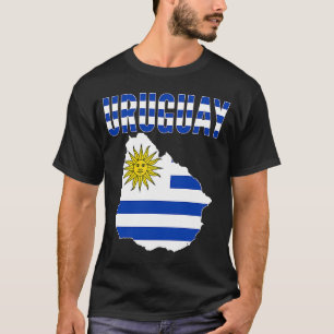 Uruguayaanse vlag op de landkaart van Uruguay T-shirt