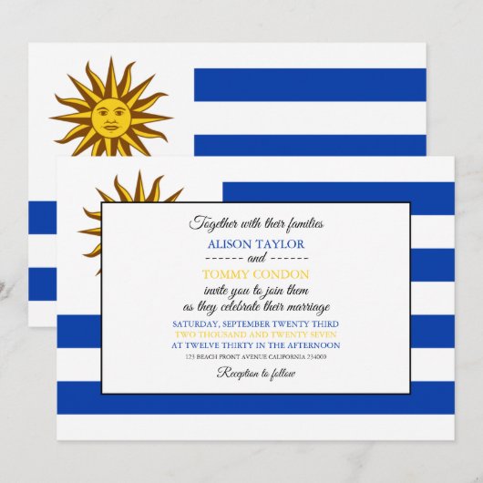 Uruguayaanse Vlag, Vlag van Uruguay Huwelijk Kaart (Voorkant / Achterkant)