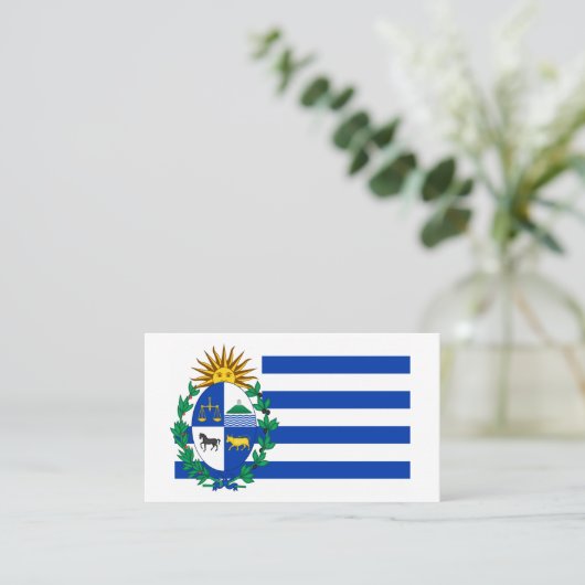 Uruguayaanse vlag & wapen, vlag van Uruguay Visitekaartje (Staand voorkant)