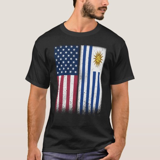 Uruguayan Flag USA And Uruguay Flags Proud Uruguay T-shirt (Voorkant)