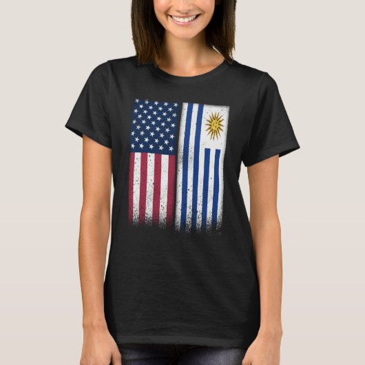 Uruguayan Flag USA And Uruguay Flags Proud Uruguay T-shirt (Voorkant)