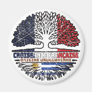 Uruguayan French France Tree Roots Flag Magneet