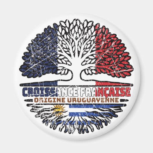 Uruguayan French France Tree Roots Flag Magneet (Voorkant)