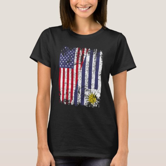 URUGUAYAN ROOTS Half-American Flag URUGUAY T-shirt (Voorkant)