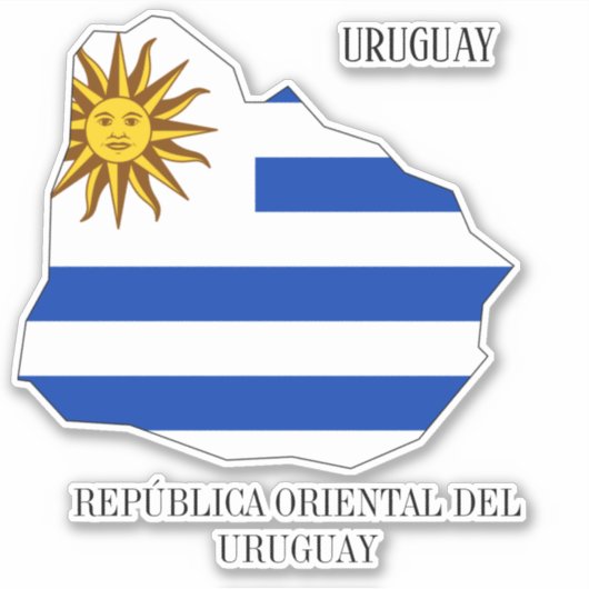 Uruguayvlaggenkaart Sticker (Voorkant)