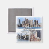 US0142 Amerika, Verenigde Staten, Boston, Koelkast Magneet (Voorkant / Achterkant)