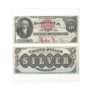 US $ 10 Silver Certificate 1878 Notitieblok