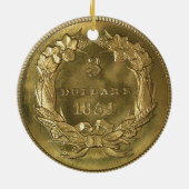 "US  1854, Ornament met drie dollar" (Achterkant)