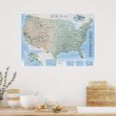 US 2020 National Parks Map Poster (Keuken)
