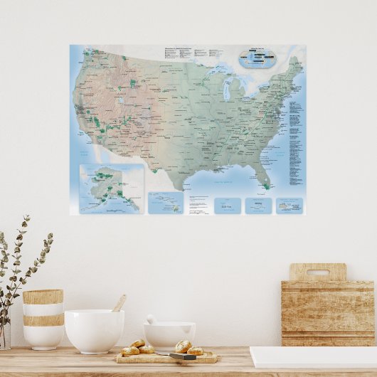 US 2020 National Parks Map Poster (Keuken)