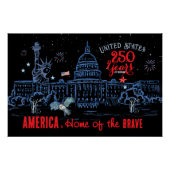 US 250 America Home of the Brave Commemorative  Perfect Poster (Voorkant)