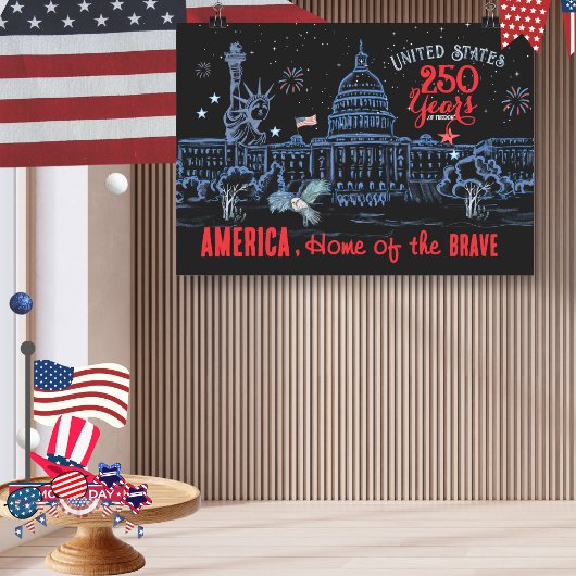 US 250 America Home of the Brave Commemorative  Perfect Poster