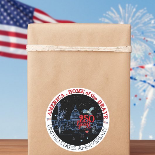 US 250 America Home of the Brave Commemorative Ronde Sticker