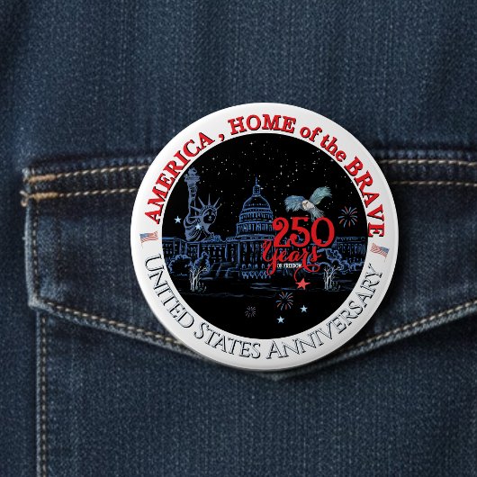 US 250 America Home of the Brave | Landmarks Ronde Button 4,0 Cm