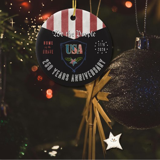 US 250 Home of the Brave Eagle Keramisch Ornament