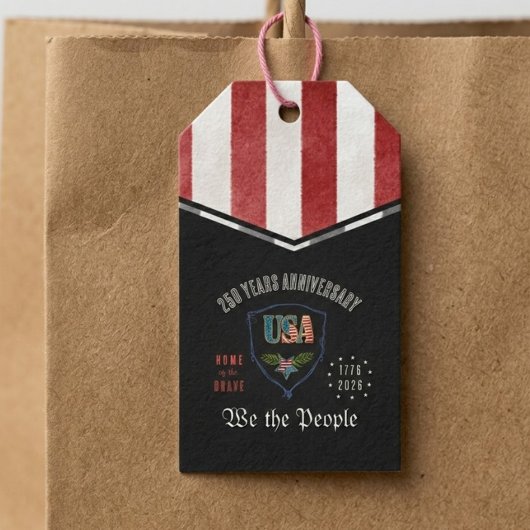 US 250 Wij het Volk Patriottische Verjaardag Cadeaulabel