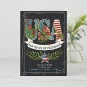 US 250 Years of Freedom Charcoal 4th July  Kaart (Staand voorkant)